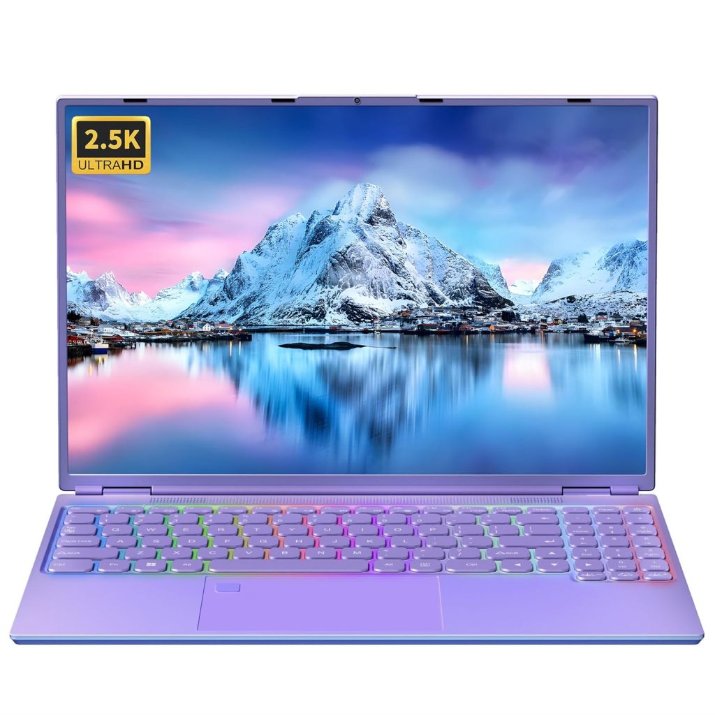 Fsjun 16″ Purple Laptop, 12th-gen Alder Lake N95 Processor, 2.5K (2560× ...