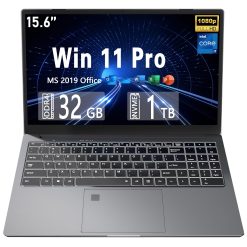 Fsjun【Win 11Pro & MS Office 2019 15.6'' All-metal FHD(1920 * 1080) Laptop Core i7-9750H（up to 4.5GHz） High Performance CPU 32GB RAM 1TB NVMe SSD UHD Graphics 630/Full-function...