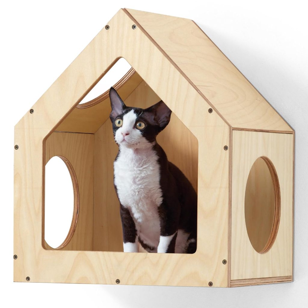 FUKUMARU Cat House Wall Mounted, 15.5×11.8×18 Inches Birch Plywood ...