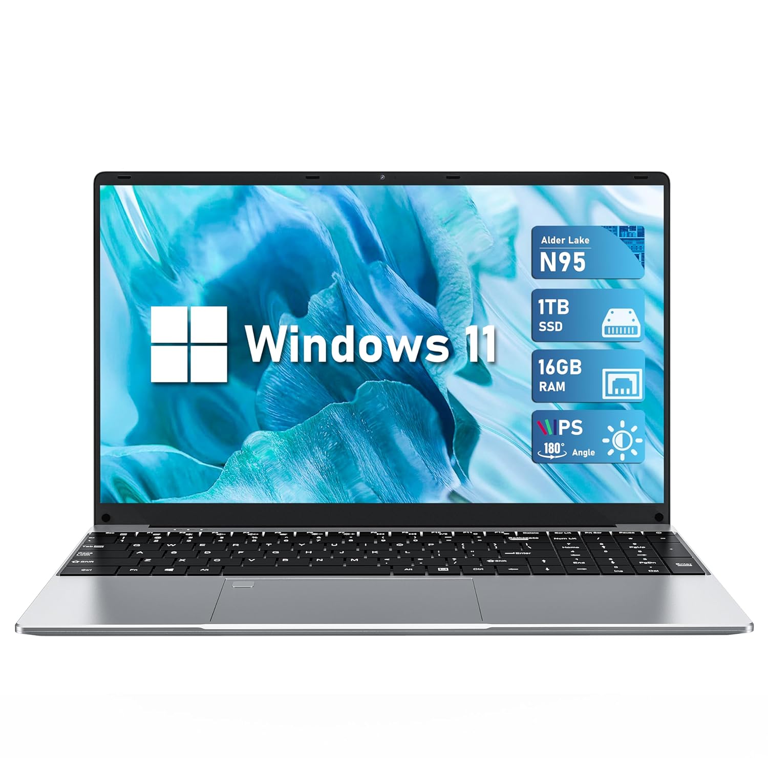 FUNYET 16 Inch Laptop, Celeron N95 Laptop (up to 3.4GHz), 16GB DDR4 1TB SSD FHD 1920 x 1200, 180° Rotation (DEFEAT N5095/N4020)