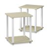 Furinno Simplistic 2-Pack End Table, Side Table, Nightstand, Cream Faux Marble/White