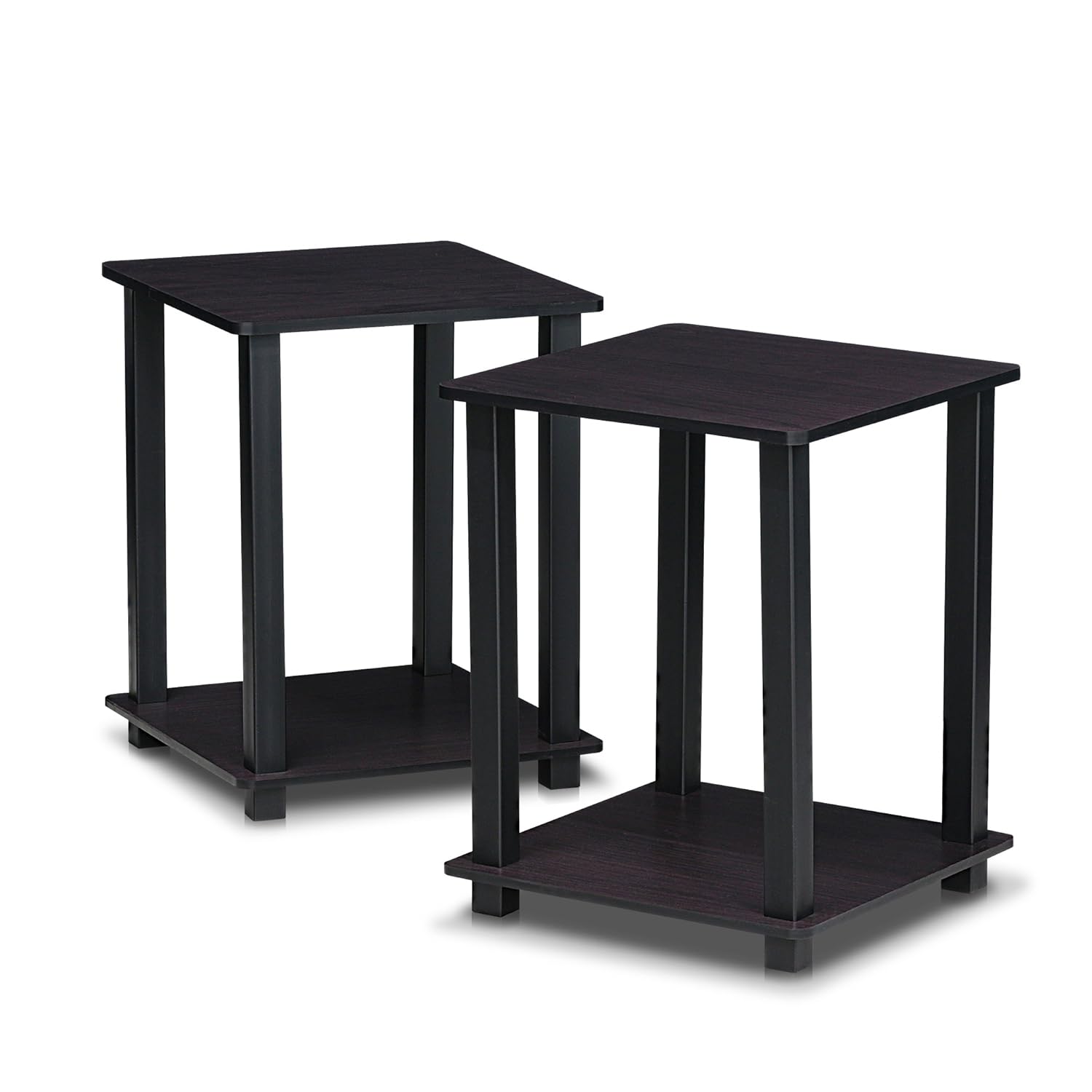 Furinno Simplistic 2-Pack End Table, Side Table, Nightstand, Dark Walnut, 39.6 x 39.6 cm (2-Pack)