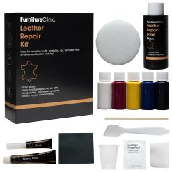 Furniture Clinic Complete Leather Repair Kit (Black) | For Sofas, Car Seats, Furniture, Chairs of Leather - Patch, fill and touch up scratches, tears and other damaged areas