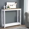 Galano Nova Console Table - Modern Distressed Oak Finish - Bookshelf Cabinet for Hallway - Entryway - Foyer - Living Room - Bedroom - Space Saving (White/Oak)