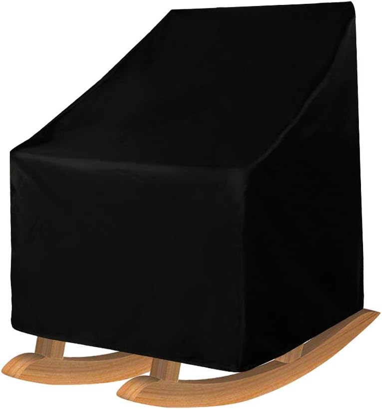 Garden Chair Covers Patio Rocking Chair Cover Waterproof Oxford Fabric Heavy Duty Reclining Furniture Protective Cover for Outdoor 99 x 83 x 70cm (Black)