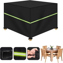 Garden Furniture Waterproof Patio Square Cube Table Cover with Reflective Strips and Tear Resistant 210D Oxford Cloth (125cm x 125cm x 71cm)