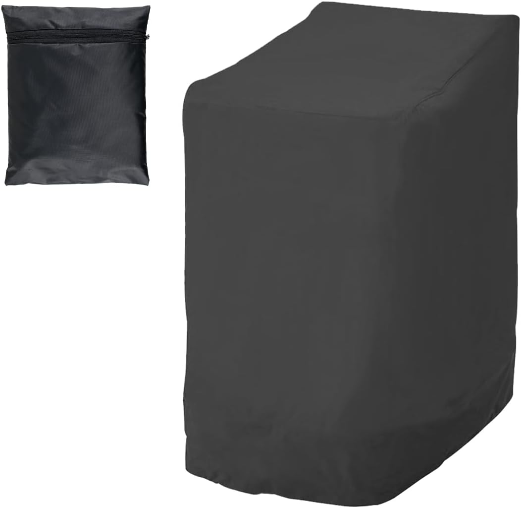 Garden Stacking Chair Cover Waterproof 210D Oxford Fabric Garden Furniture Covers with Air Vent Heavy Duty Windproof Anti-UV Stackable Patio Chair Cover for Outdoor Garden,...