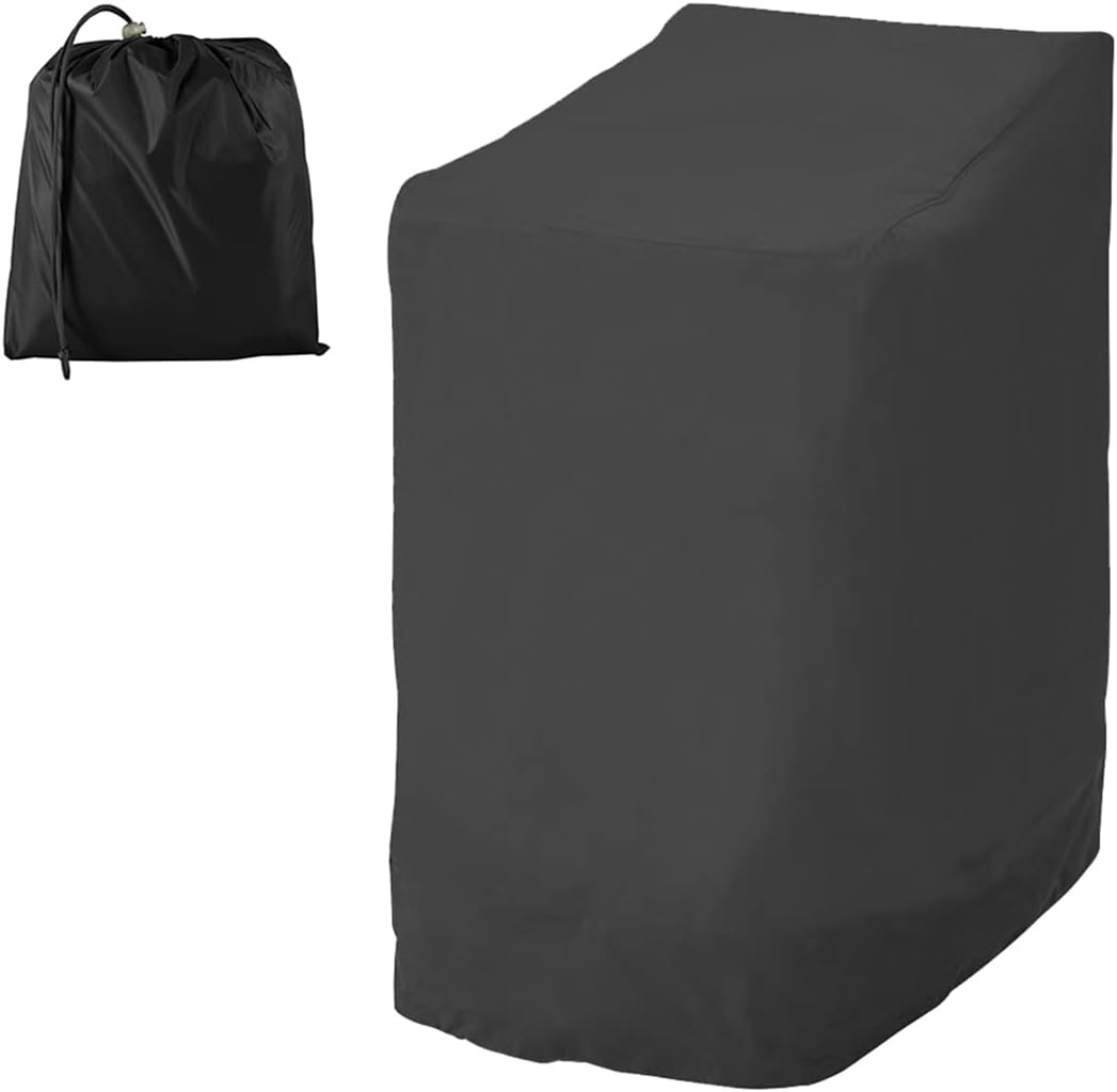 Garden Stacking Heavy Duty Patio Chair Cover - Waterproof 210D Oxford Fabric, Reclining, Anti-UV, Air Vents - 25.5'' L x 33.5'' D x 45'' H