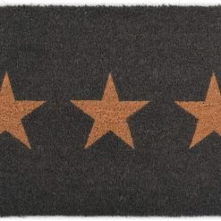 Garden Trading Doormat 3 Stars, Small in Charcoal - Coir