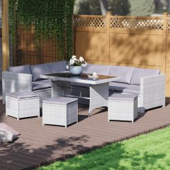 Garden Vida Belgrave 9 Seater Rattan Set (grey, Rattan Set)