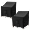 GARPROVM Garden Chair Covers Waterproof 2 Pack, Outdoor Chair Covers Waterproof 600D Oxford Fabric Patio Chair Covers With Vent Strap Handle Buckle for Stacking Chairs Armchair...