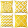 Generic Outdoor Waterproof Cushion Cover, Decorative Modern Pillow 18x18 Inch, Geometric Pattern, 4 Pack, Yellow, 18