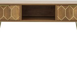 GFW Orleans Mango 2 Drawer Console Desk Storage Table, 115 cm Width x 39.5 cm Depth x 79.5 cm Height