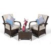 Giardino Arizona 2 Seat Garden Lounge Chair Set with Table & Outdoor Furniture Cover Patio Conservatory Furniture (Assembled) (Brown)