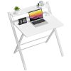 GreenForest Folding Desk with Monitor Shelf,Large Size Computer Desk No-Assembly,Small Desk for Small Space,White