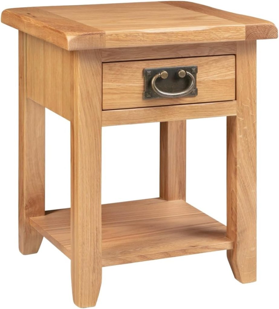 Hallowood Furniture Monchique Small Solid Oak Side Table with Drawer ...