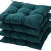 HAMO Garden Chair Cushions Outdoors Seat Pads, Set of 4, 45x50 cm, 18x20 inches (Dark Green)