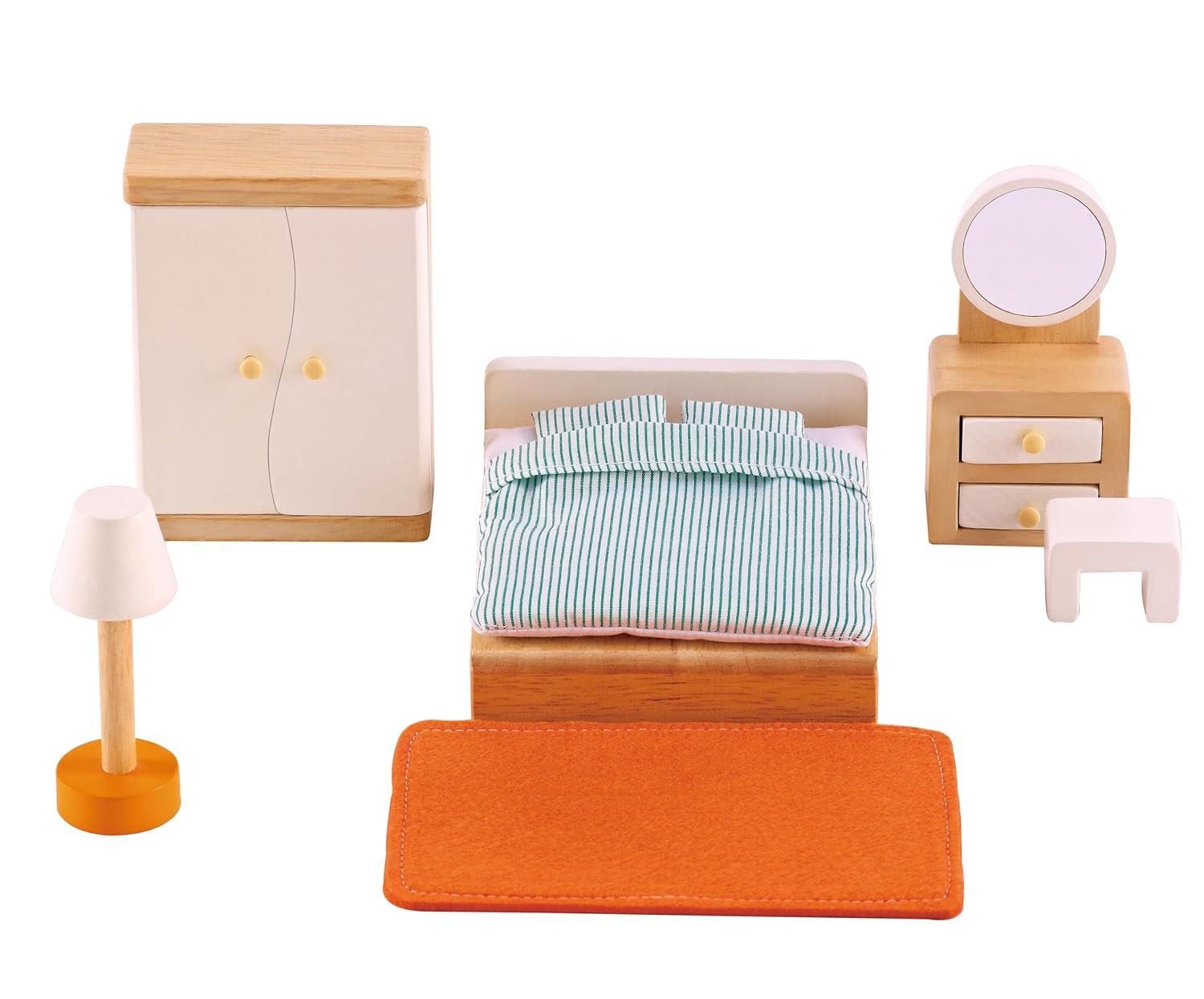 Hape Master bedroom | Wooden Bedroom Set | Wooden Dollhouse Furniture Set | Dolls House Accessories | For 3 Years +