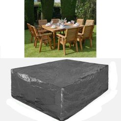 HEAVY DUTY WATERPROOF GARDEN FURNITURE COVER IN DARK GREY FOR PATIO RATTAN 6-8 SEATER TABLE SET