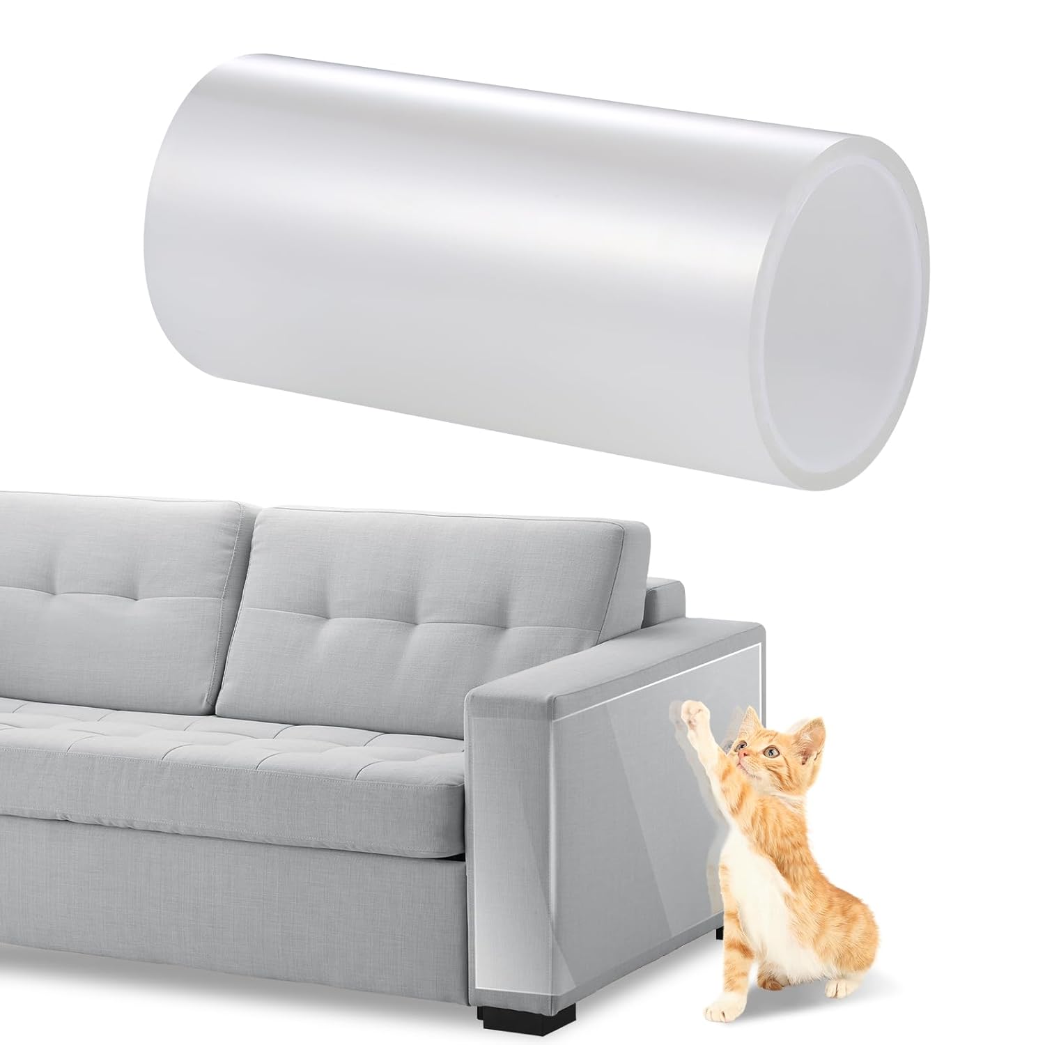 Hejo Cat Anti Scratch Furniture Protector, 20cm×3m Sofa Protectors from Pets, Clear Anti Cat Scratch Furniture Tape, Flexible Cat Tape for Sofa, Doors, Screens, Cabinets, Walls