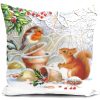 HUASHUZI Christmas Cushion Covers Xmas Decorations Throw Pillow Cover Winter Robin Bird Squirrel Animal Single Christmas Decor For Sofa Living Room Home 18x18 Inch 45x45cm