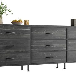 Huuger 63 Inch Dresser for Bedroom, Dresser for Closet with 9 Drawers, Large TV Stand for 55, 65, 70 Inch TV, Entertainment Center with Storage, Wide Long Dresser, Charcoal...