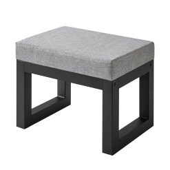 IBUYKE Small Foot Stool with Padded Seat, Pouffe Stool Change Shoe Footrest, Ottoman Footrest Extra Seating for Entryway for Living Room Bedroom, Blue-Gray WBD001L-X