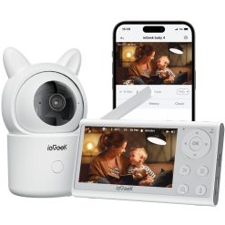 ieGeek 1080p Baby Monitor with 4.3" Split Screen, 360° PTZ Camera and 4x Zoom, Mobile App Control, 10m Night Vision, 3000mAh Battery, Auto Tracking, Crying Detection,...