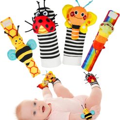 Infinno Wrist Rattle Socks and Foot Finder - Baby Educational Toy for Newborn Boys and Girls, 0-12 Months - Perfect for Baby Shower or Birthday Gifts