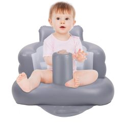 Inflatable Baby Chair, AirSwim Baby Inflatable Seat for Babies 3 Months and Up Summer Inflatable Baby Seat for Sitting Up, Blow Up Baby Floor Seat with Built in Air Pump, Gray
