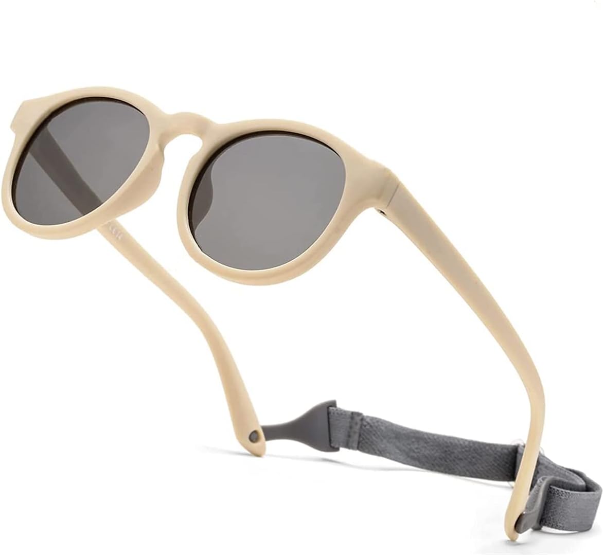 iNszkoos Flexible Polarized Baby Sunglass With Strap Adjustable, Infant Outdoor sunshade UV 400 protection Soft Silicone Frame Baby Sunglasses for 0-48 Months Toddler Newborn...