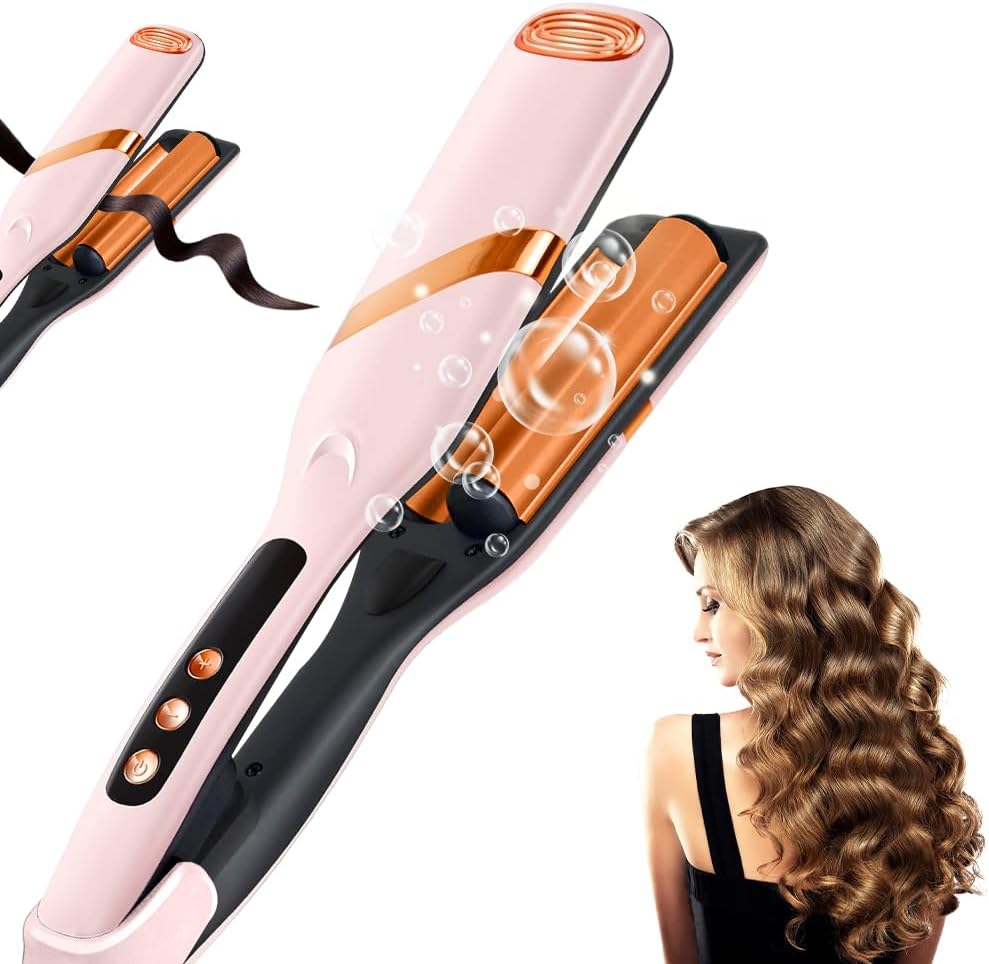 IXYHKB Big Wave Hair Curler, 32mm Wave Curling Iron, Waver Curling Wand with 5 Temperature Control, French Egg Roll Curling Iron, Quick Heating Hair Crimpers for Hair Styling...