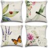 JOTOM Outdoor Decorative Cushion Covers 45x45 cm Waterproof Throw Pillow Covers Outdoor Cushions Butterfly Patio Garden Flower Pillowcases for Bench Sofa Indoor Decoration Set...