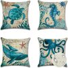 JOTOM Outdoor Waterproof Cushion Covers 45x45 cm Turtle Mediterranean Decorative Throw Pillow Covers Garden Patio Coastal Pillow Cases for Couch Bench Sofa Indoor Home Decor...