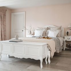 Juliette White King Bed with Wooden Headboard | 5ft French Style Bed Frame | Luxury Bedroom Furniture