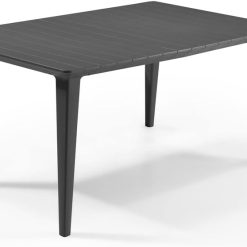 Keter Allibert Lima 160 Outdoor Garden Furniture Dining Table, Graphite, 6-Seater
