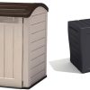 Keter Store It Out Ultra Outdoor Garden Storage Shed, 177 x 113 x 134 cm - Beige and Brown & Marvel+ 270L Outdoor 65% recycled Garden Furniture Storage Box Graphite Wood Panel...