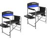 KingCamp Directors Chair Folding Oversize Camping Chairs for Heavy People with Table Padded Seat Set of 2 Supports up to 180 KG (Blue)