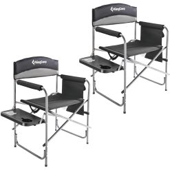 KingCamp Directors Chair for Adults, Folding Oversized Camping Chair with Side Table/Cup Holder, Heavy Duty Camping Chair Director's Chair for Heavy People, Padded Armrest, Set...