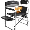 KingCamp Directors Chairs Folding Oversize Camping Chairs for Adults 20.86 in Wide Seat for Heavy People with Table Supports up to 396 LBS(Grey)