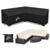 Kipiea V Shaped Garden Furniture Covers Waterproof, 420D Heavy Duty Oxford Fabric Outdoor Rattan Corner Sofa Covers with Windproof, Garden Sofa Cover, Anti-UV, Ripstop...