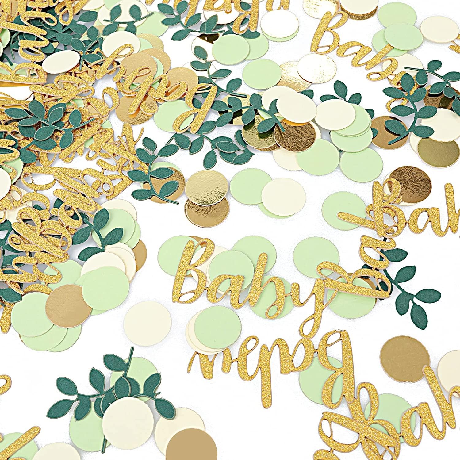 KIPTVO 200PCS Baby Shower Confetti, Baby Shower Decorations Sage Green Baby Shower Table Confetti, Confetti Decoration, for Baby Shower/Baby Gender Reveal Jungle Birthday Party
