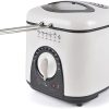 KitchenPerfected 1.0Ltr Compact Deep Fryer / Non-Stick / Thermostat Control / Frying Basket With Removable Handle / Non-Slip Feet / Detachable Lid / Viewing Window - Ivory White...