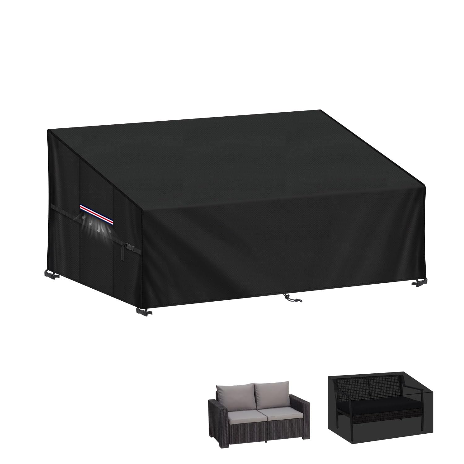 LAMUNI Outdoor Sofa Covers Waterproof Sofa Bench Cover 420D Oxford Rattan Sofa Cover Outdoor Garden Sectional Sofa Cover 2 Seater Garden Furniture Cover Anti-UV Corner Sofa...