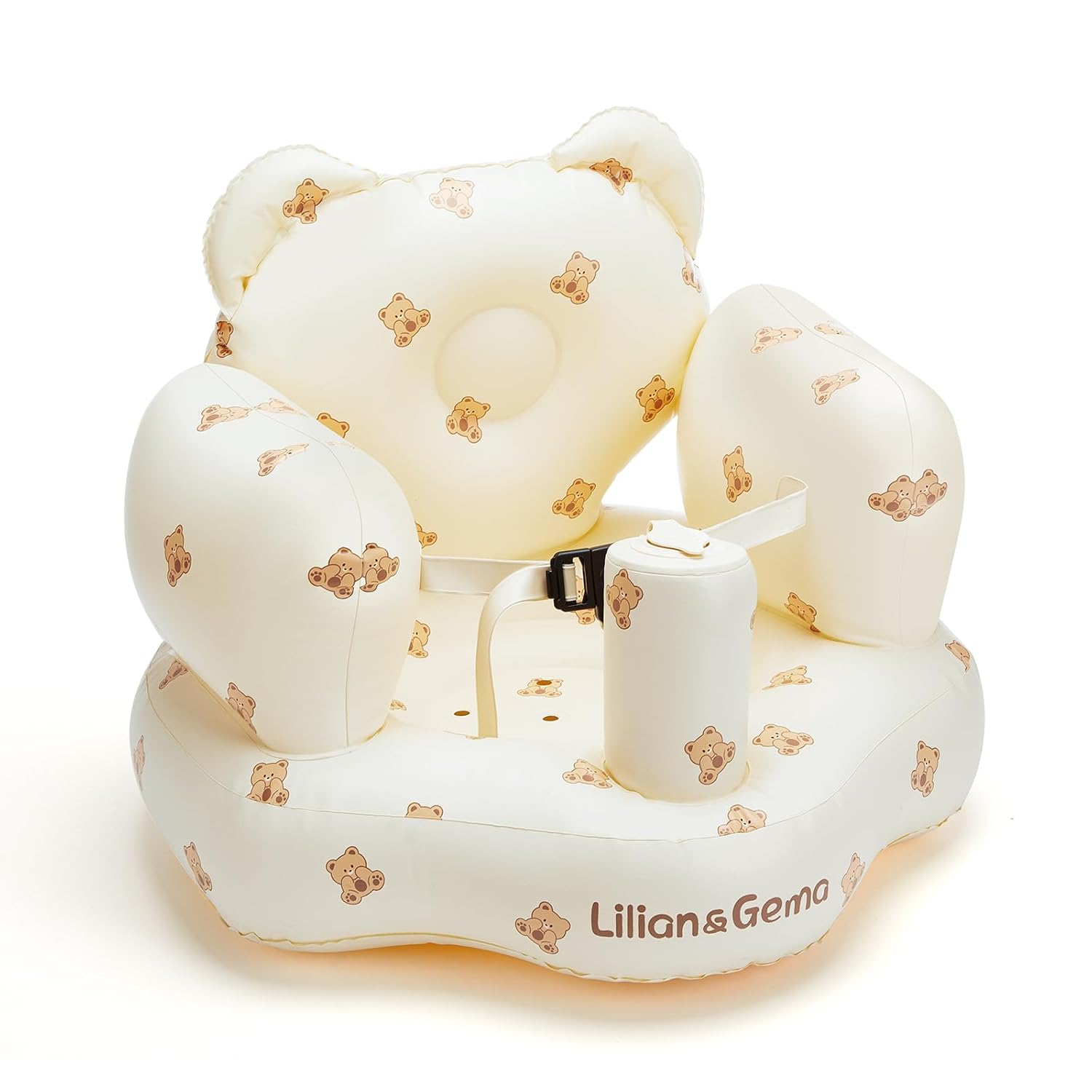 Lilian&Gema Inflatable Baby Chair, Inflatable Baby Seat for 3-36 Months, Teddy Bear Shape Blow Up Baby Seat, Built-in Pump Quick Inflate, Soft Support, Easy Upright Baby Sit Me...