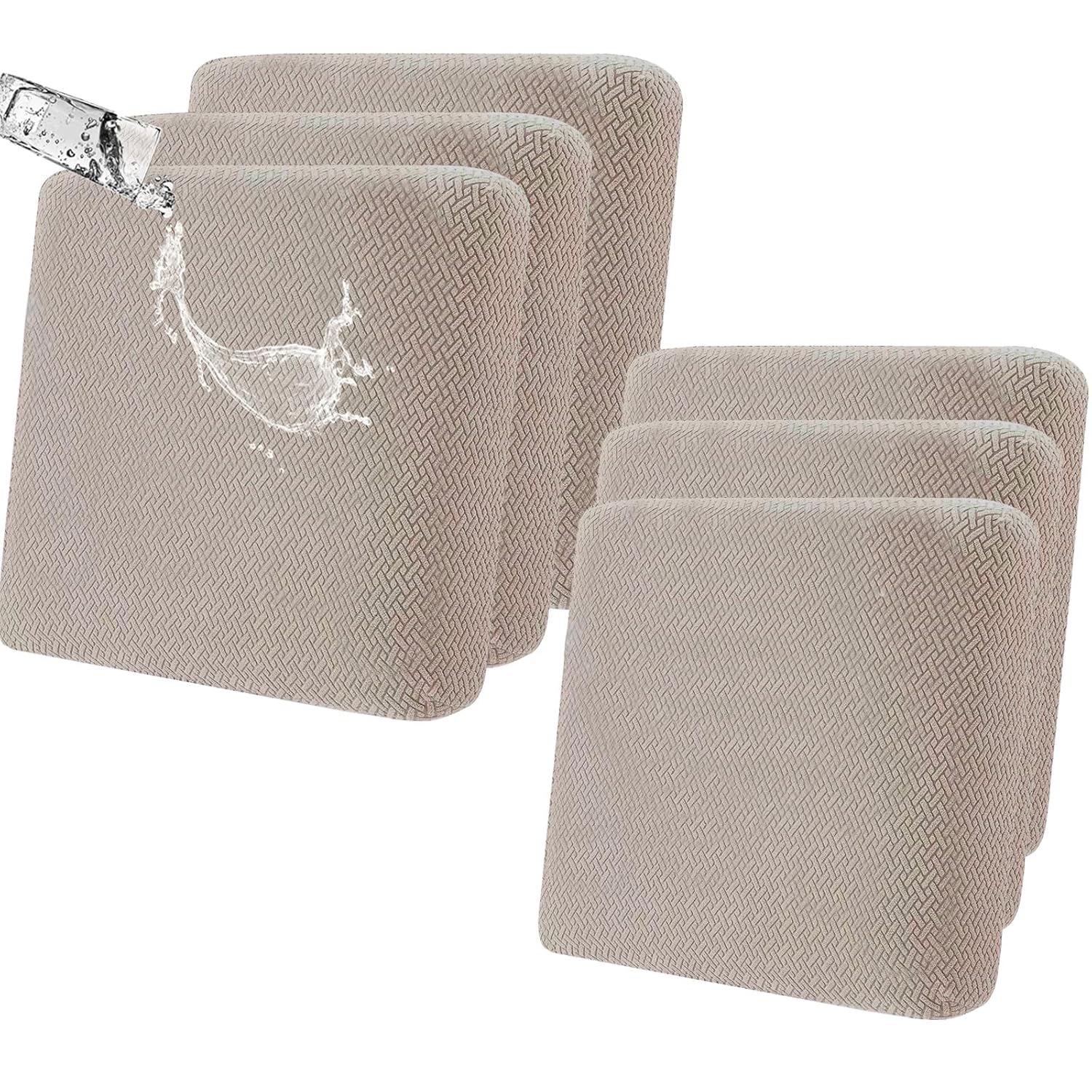 LiveGo Waterproof Patio Chair Cushion Covers,6 Pack Non-Slip Outdoor Seat Cushion Pad Replacement Patio Furniture Cushions Couch Slipcovers Chair Seat Cover for Garden...