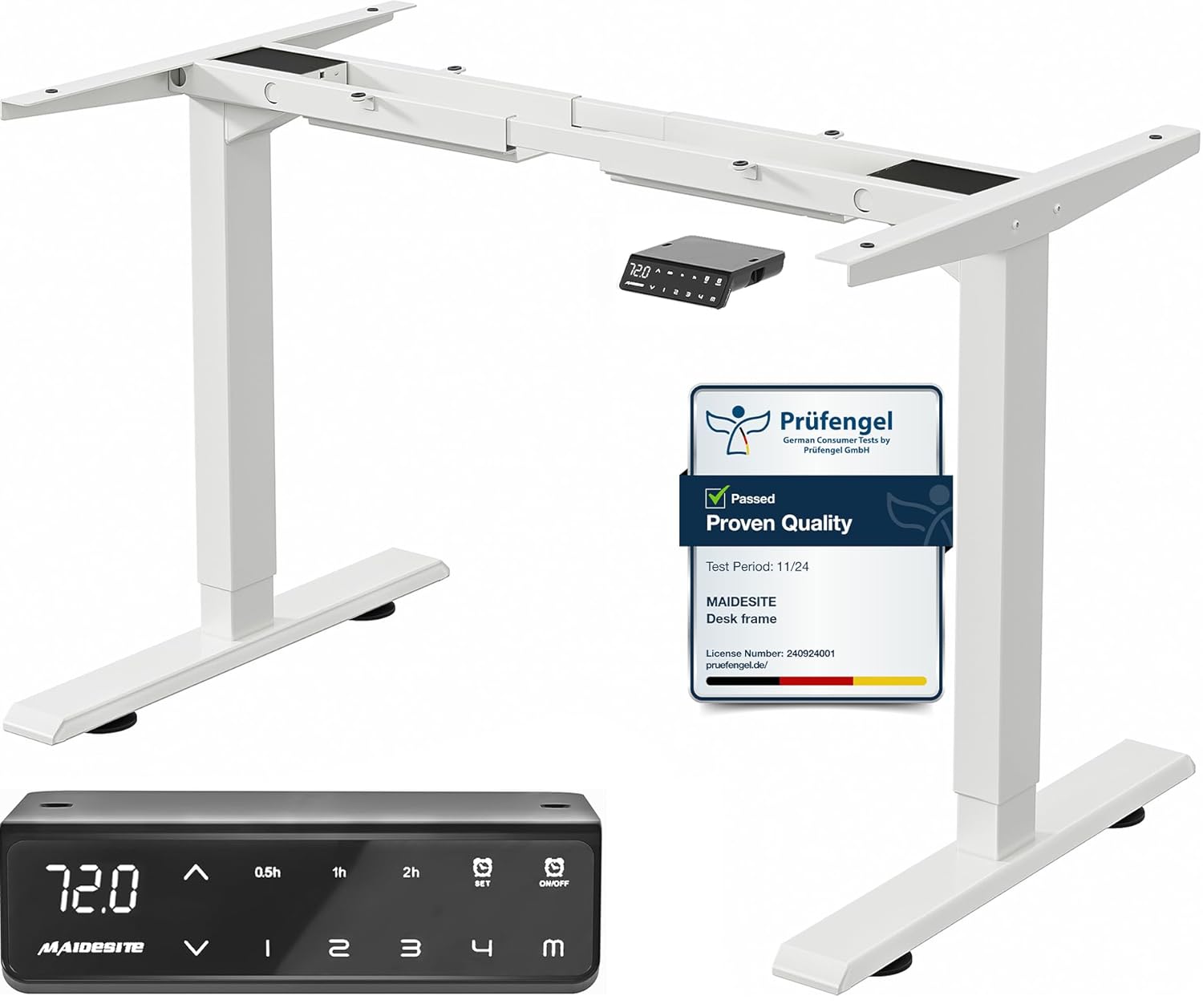 MAIDeSITe Adjustable Height Standing Desk Frame Two-Stage Desk Stand Sit-stand Table Workstation Ergonomic Workplace with Memory Smart Pannel (2 Stage|Dual Motor, White) T2 Pro