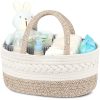 Maliton Nappy Caddy, Cotton Rope Newborn Essentials Diaper Caddy,Sturdy Portable Baby Caddy Storage Basket with Detachable Compartments,Nappy Caddy Organiser Baby Essentials for...