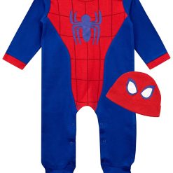 Marvel Baby Sleepsuits with Hat | Spiderman Baby Grows | Newborn Sleepsuit | Baby Clothes