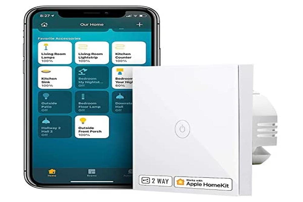 Meross Light Switch, 2 Way, Neutral Requires, Touch/Remote/Voice Control, LED Wall Switch with Timer, White, Compatible with Apple HomeKit, Alexa, Google, 1.6A, 3.1 * 3.1 * 1.3 in.